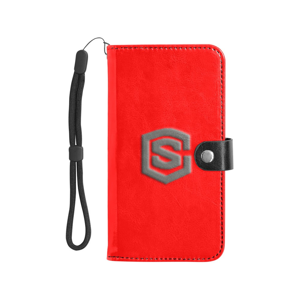 Red Flip Leather Purse for Mobile Phone(Model1703)(Large) with Gray Logo Flip Leather Purse for Mobile Phone(Model1703)(Large)