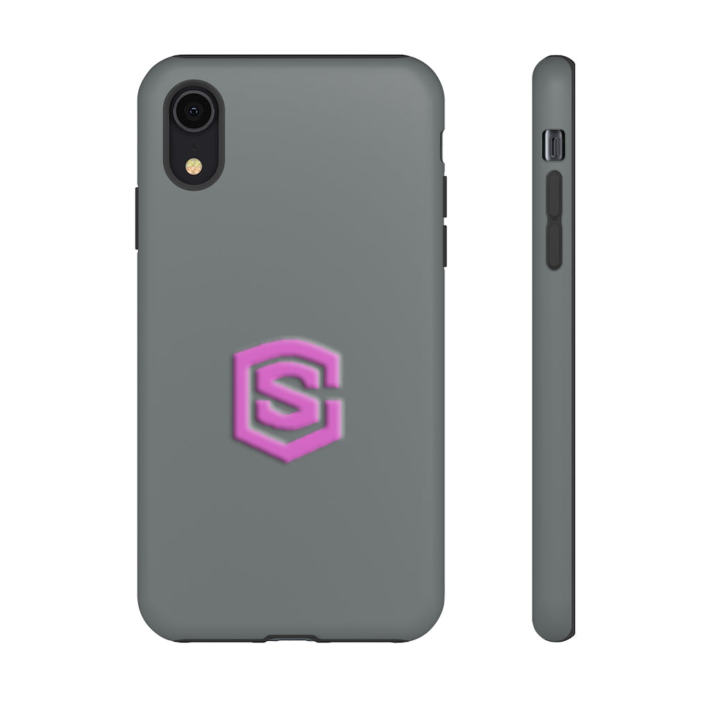 Grey Tough Cases Pink Logo