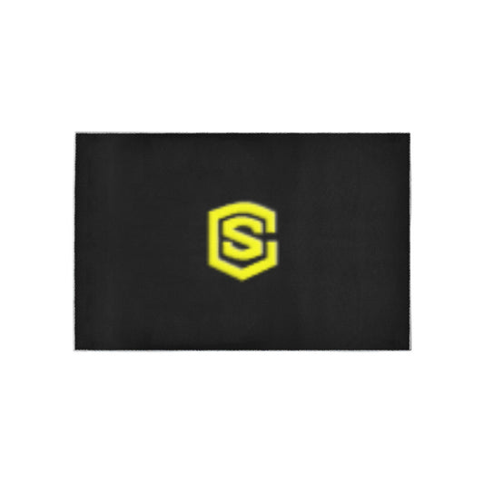 Black Area Rug Yellow Logo Area Rug 5' x 3.2'