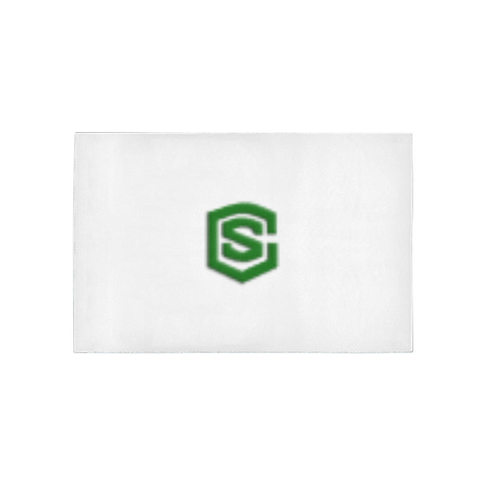 White Area Rug Green Logo Area Rug 5' x 3.2'