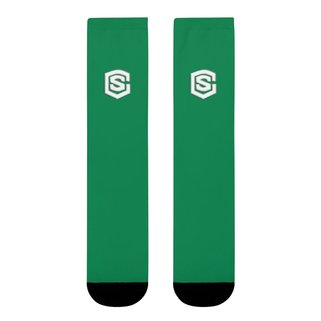 Green Sublimation Crew Socks (EU) white Logo