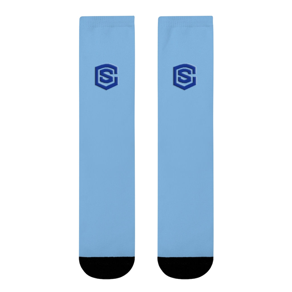 blue Sublimation Crew Socks (EU) Blue Logo
