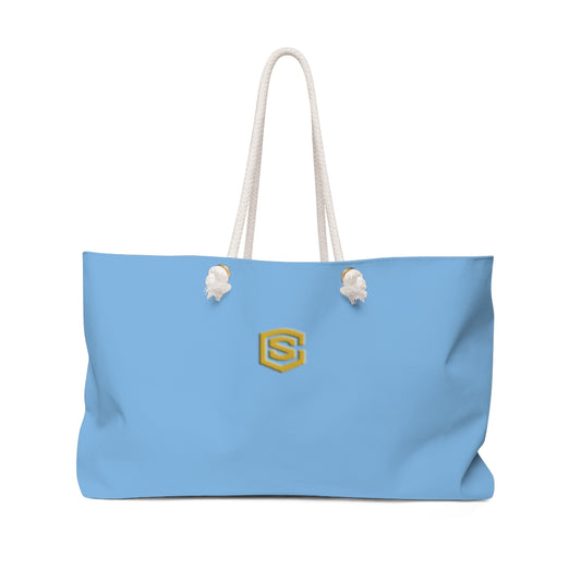 Blue Weekender Bag Gold Logo