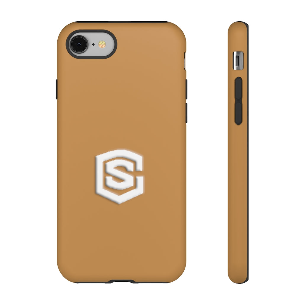 Brown Tough Cases White Logo