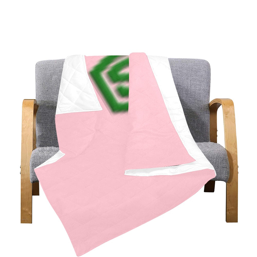 Pink Quilt with Green Logo Custom Quilt  70" x 80"