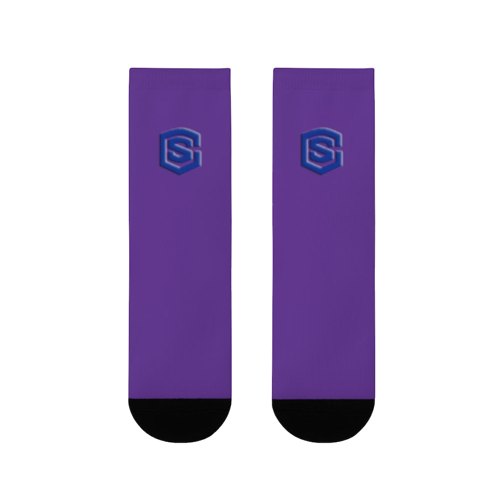 purple Sublimation Crew Socks (EU) Blue Logo