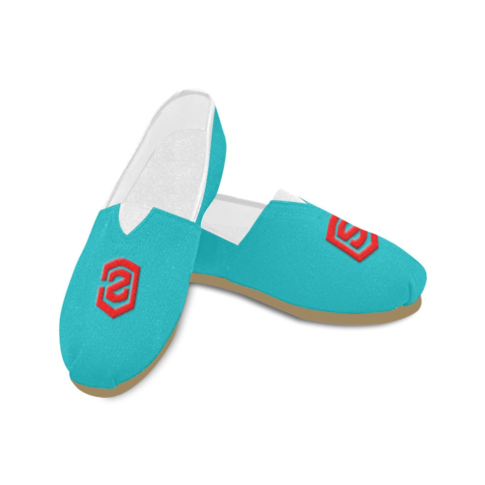 PINK Casual Canvas Women's WITH RED  LOGO Casual Canvas Women's Shoes (Model 004) (Designs are mirrored)