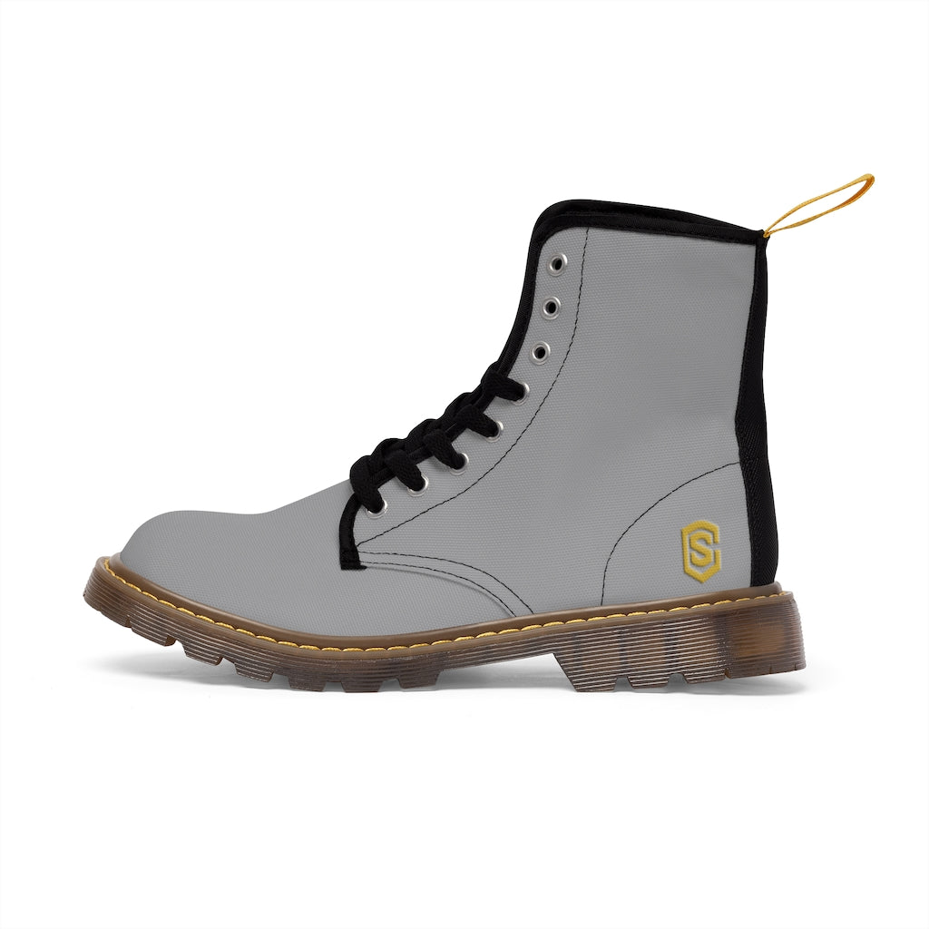 Grey Men's Canvas Boots Gold Logo