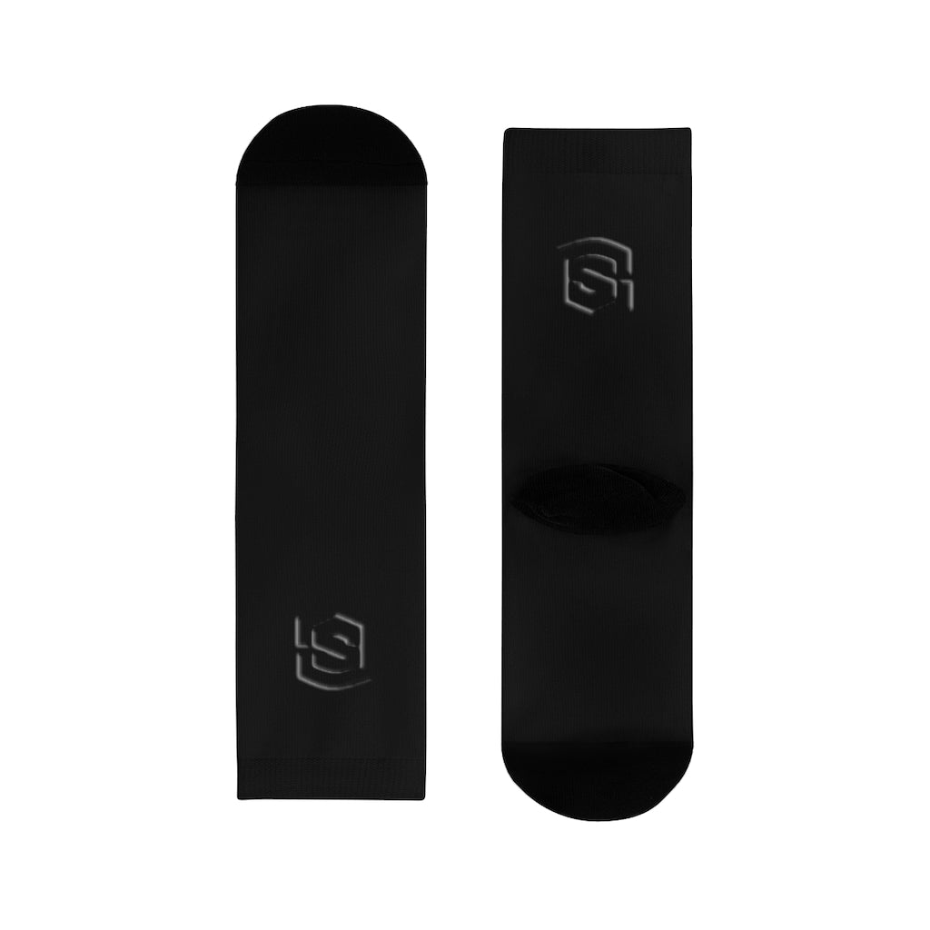 Black Sublimation Crew Socks (EU) Blue Logo