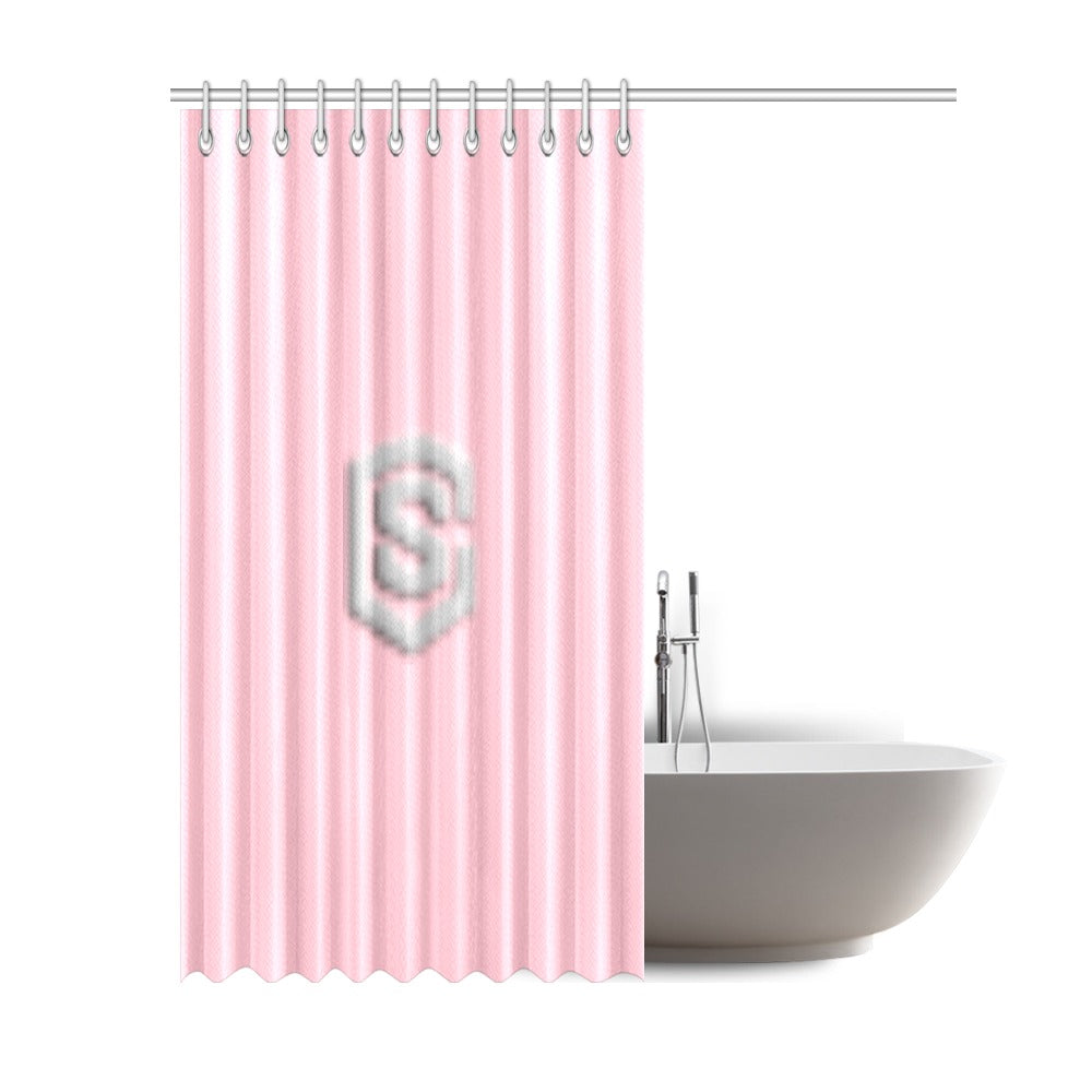Pink Shower Curtain 69"x84" with Silver Logo Shower Curtain 69"x84"