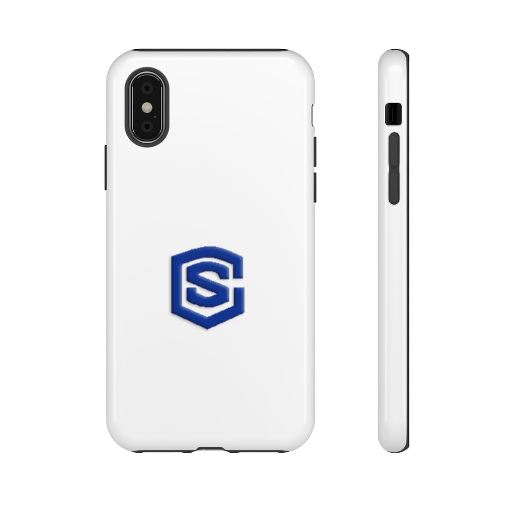 White Tough Cases Blue Logo