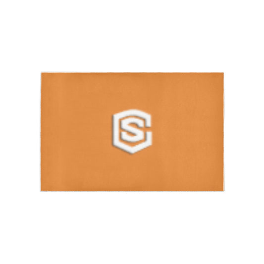 Orange Area Rug White Logo Area Rug 5' x 3.2'