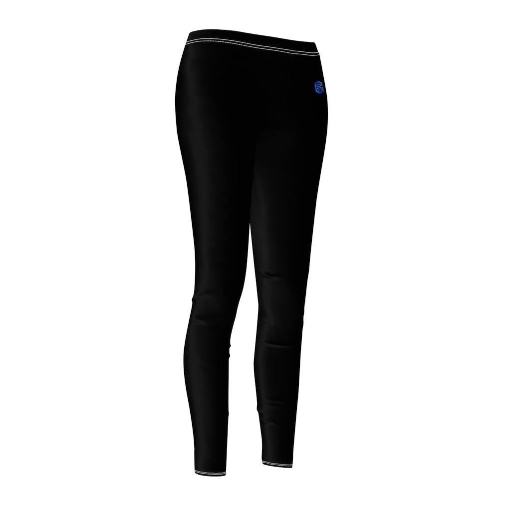 Black Women's Cut & Sew Casual Leggings Blue logo