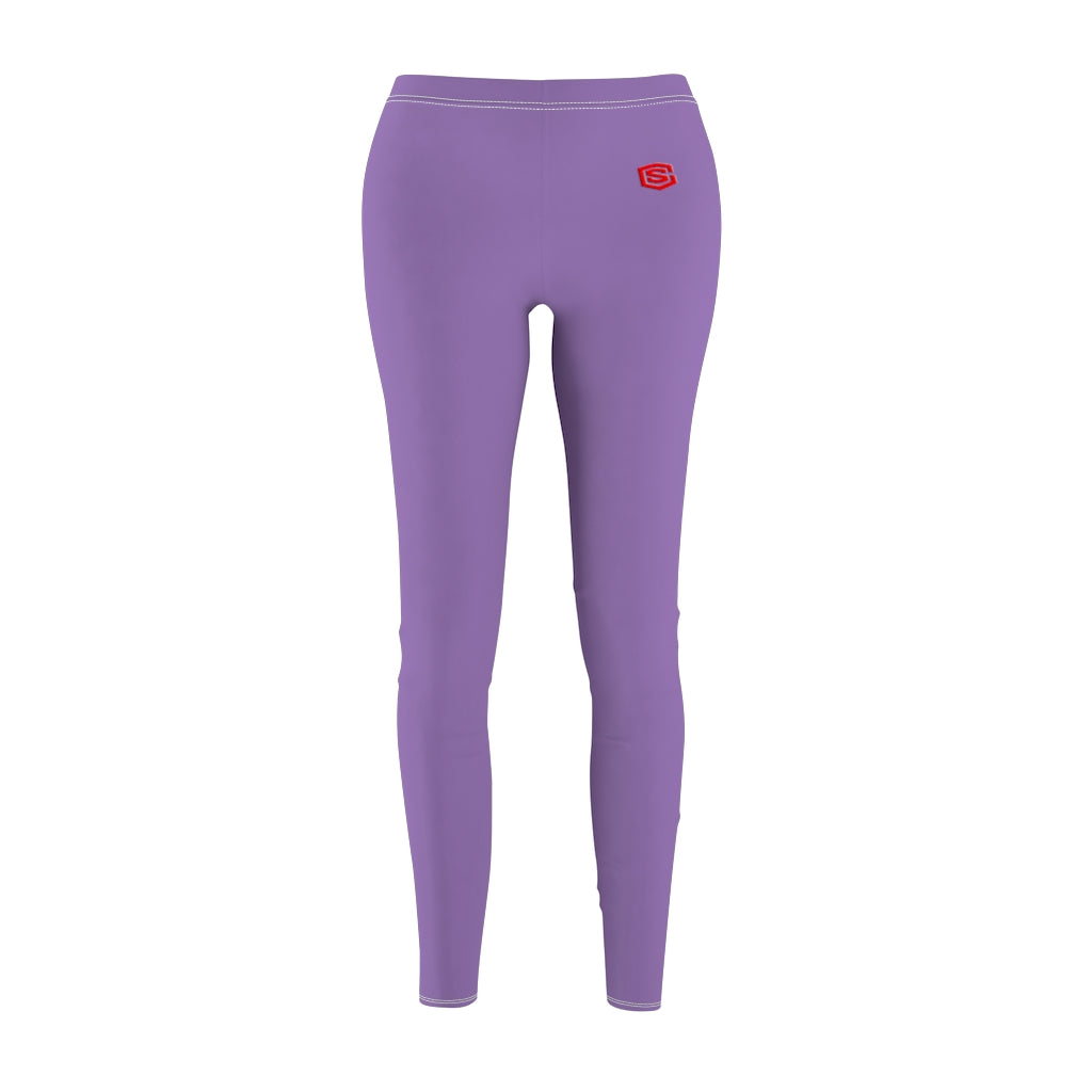 Purple Women's Cut & Sew Casual Leggings Red logo