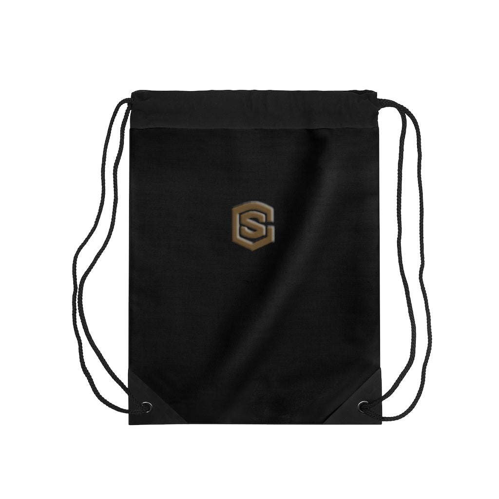 Black Drawstring Bag Brown logo