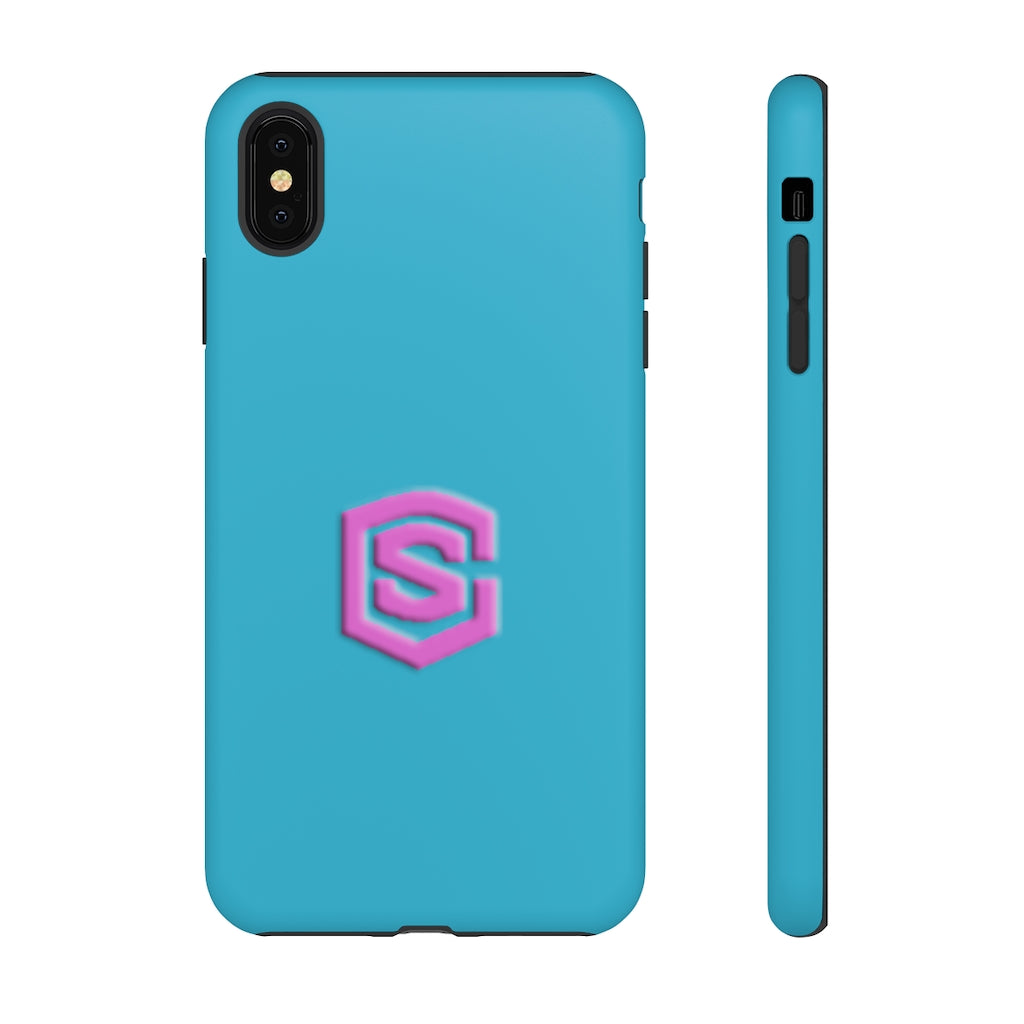 Blue Tough Cases Pink Logo