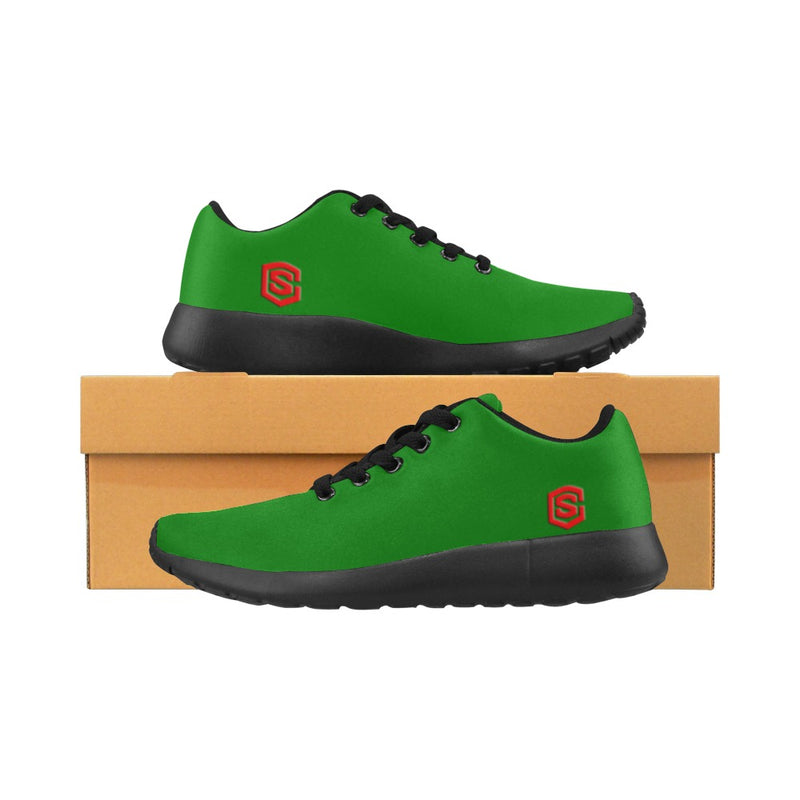 GREEN KID SNEAKER WITH RED LOGO Kid's Sneakers (Little Kid / Big Kid) (Model020)