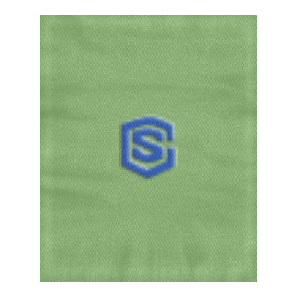 Green Duvet Cover Blue Logo 3-Piece Bedding Set (1 Duvet Cover 86"x70"; 2 Pillowcases 20"x30")(One Side)