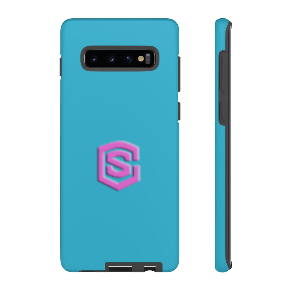 Blue Tough Cases Pink Logo