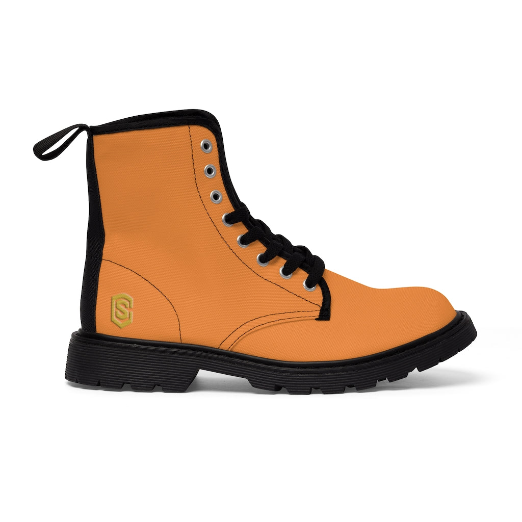 Orange Men's Canvas Boots Gold Logo