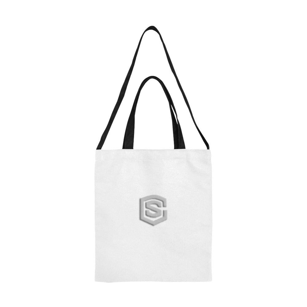 White All Over Print Canvas Tote Bag With Silver Logo All Over Print Canvas Tote Bag(Model1698)(Medium)