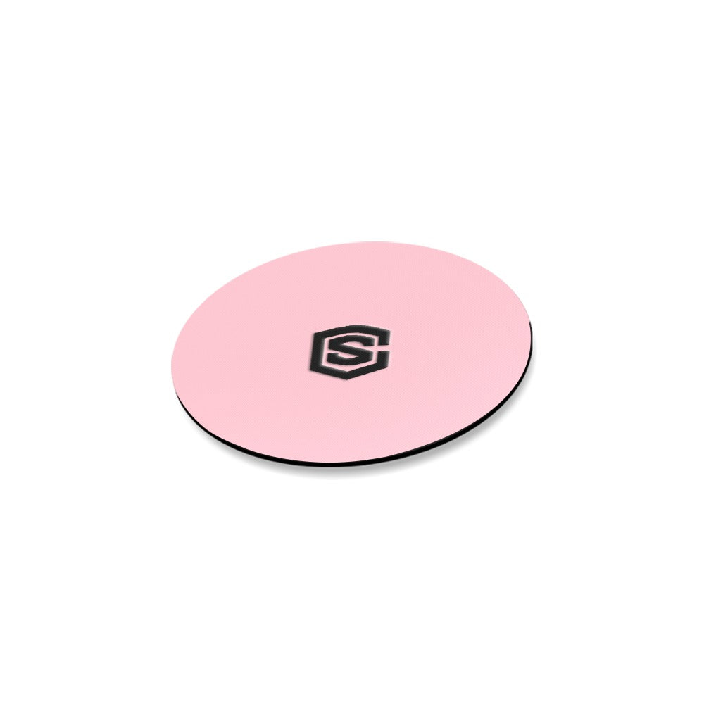 Pink Round Coaster with Black Logo Round Coaster