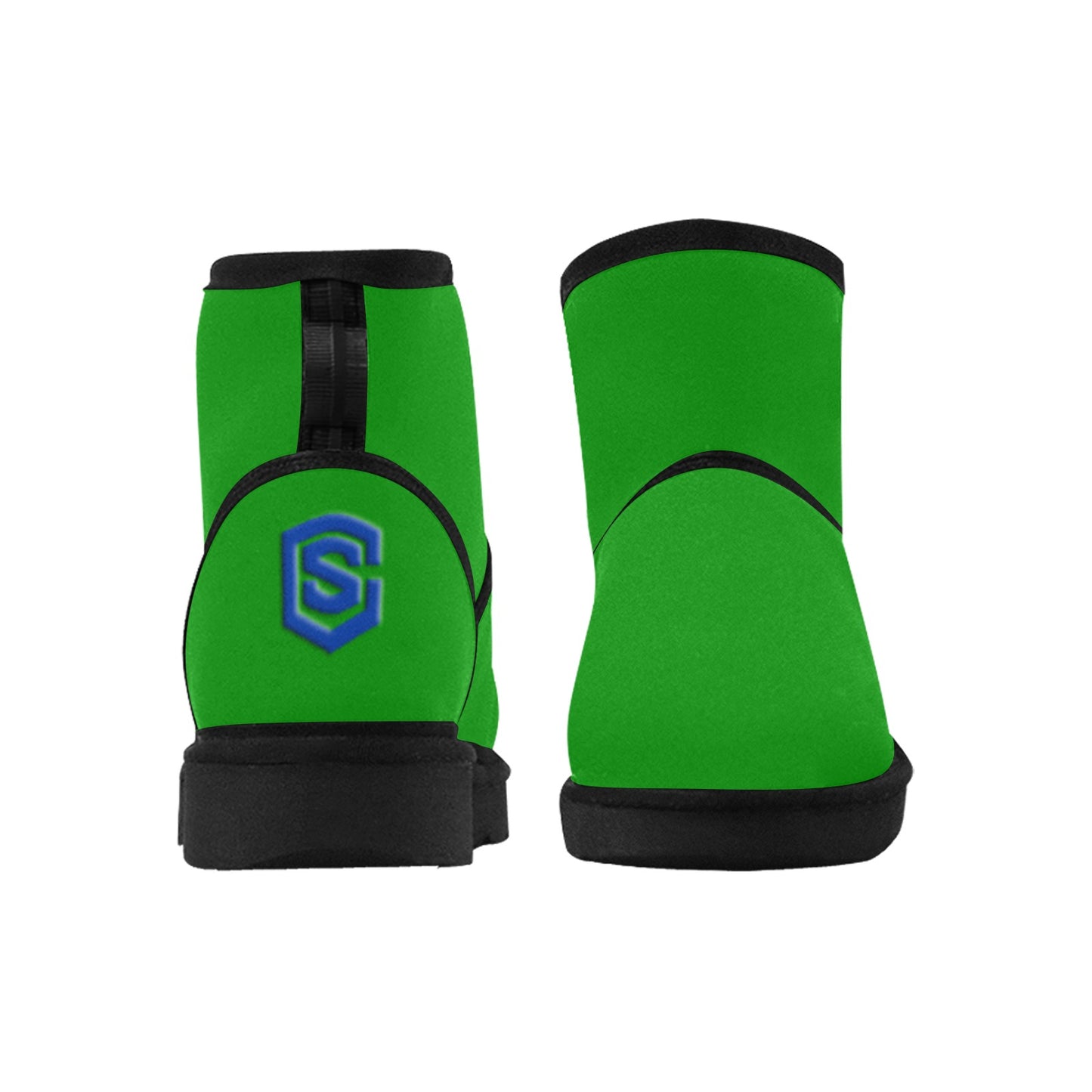 GREEN Low Top Men's Snow Boots WITH BLUE LOGO Low Top Men's Snow Boots (Model 049)