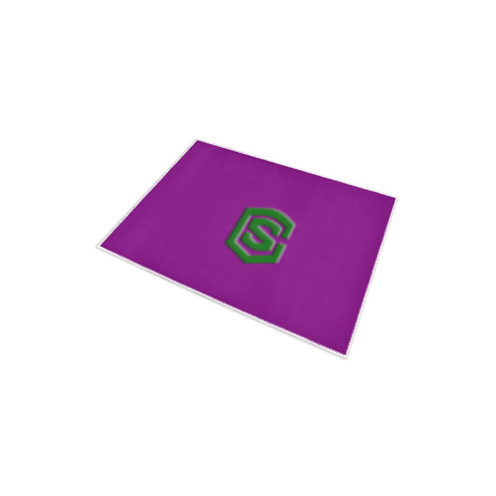 Purple Area Rug 2.6' x 1.7' with Green Logo Area Rug 2.6' x 1.7'