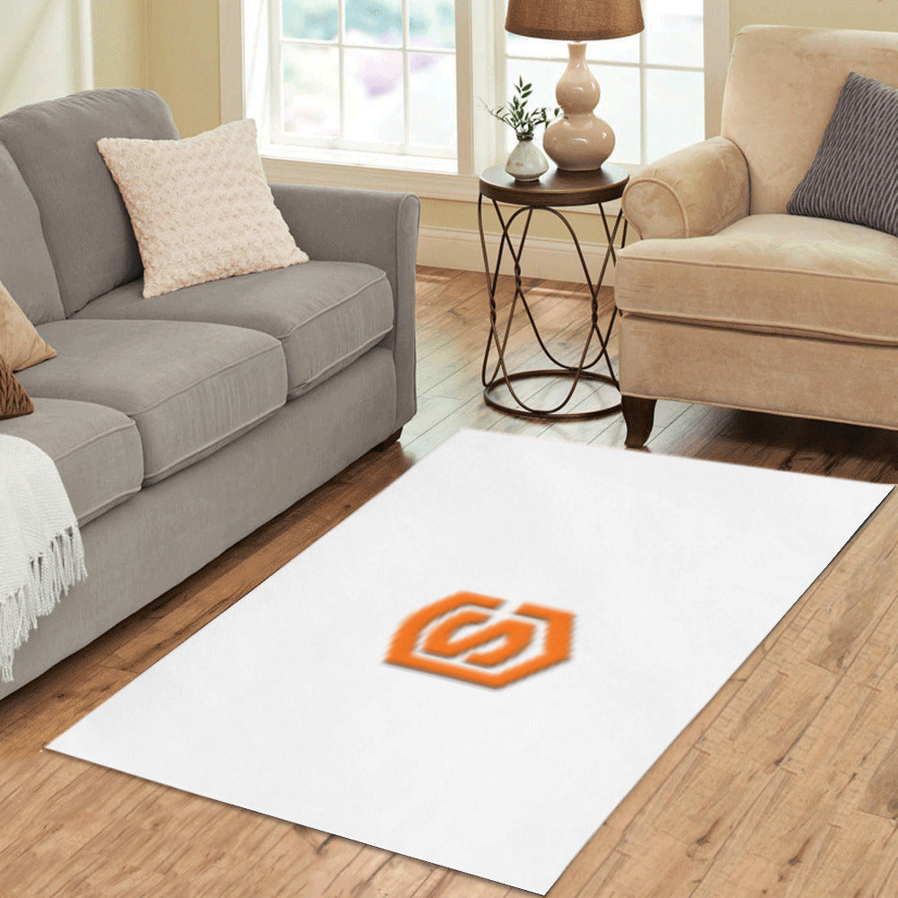 White Area Rug Orange Logo Area Rug 5' x 3.2'