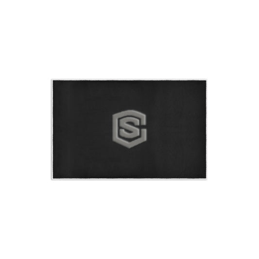Black Area Rug 2.6' x 1.7' with Gray Logo Area Rug 2.6' x 1.7'
