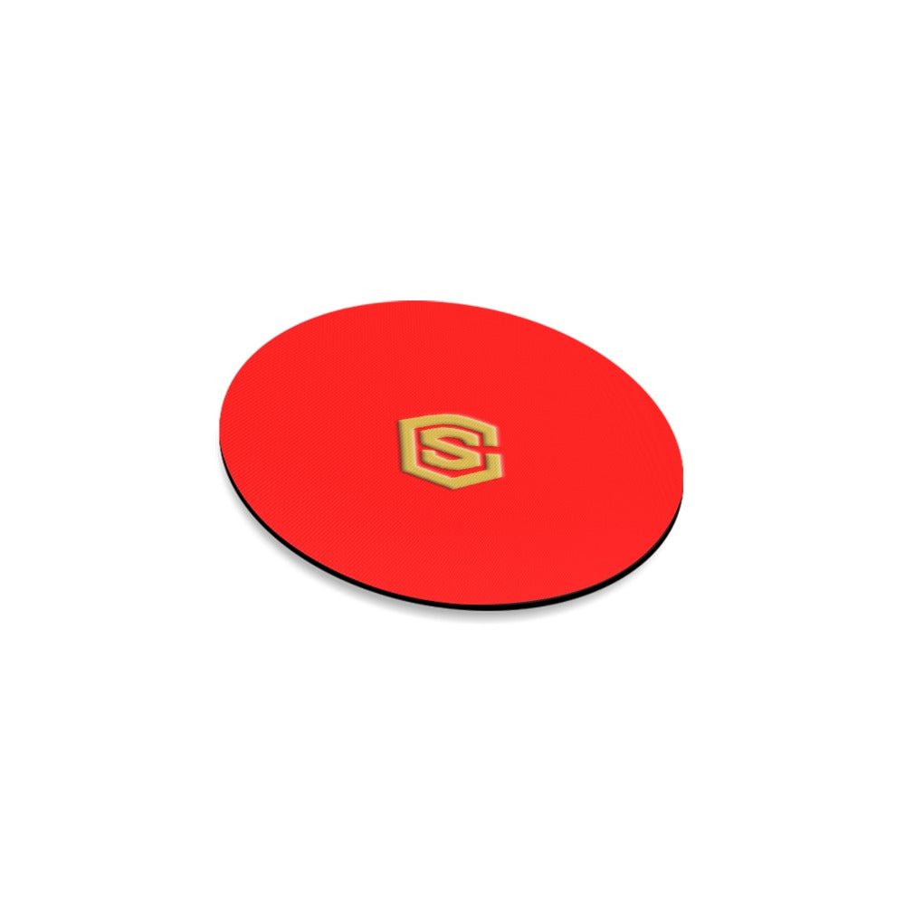 Red Round Coaster with Gold Logo Round Coaster
