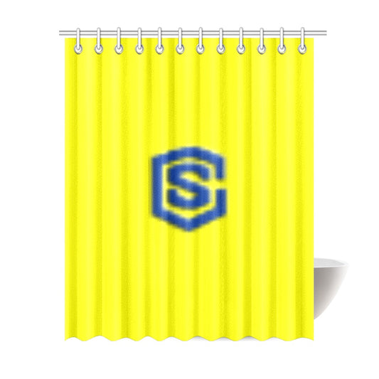 Yellow Shower Curtain 69"x84" with Blue Logo Shower Curtain 69"x84"