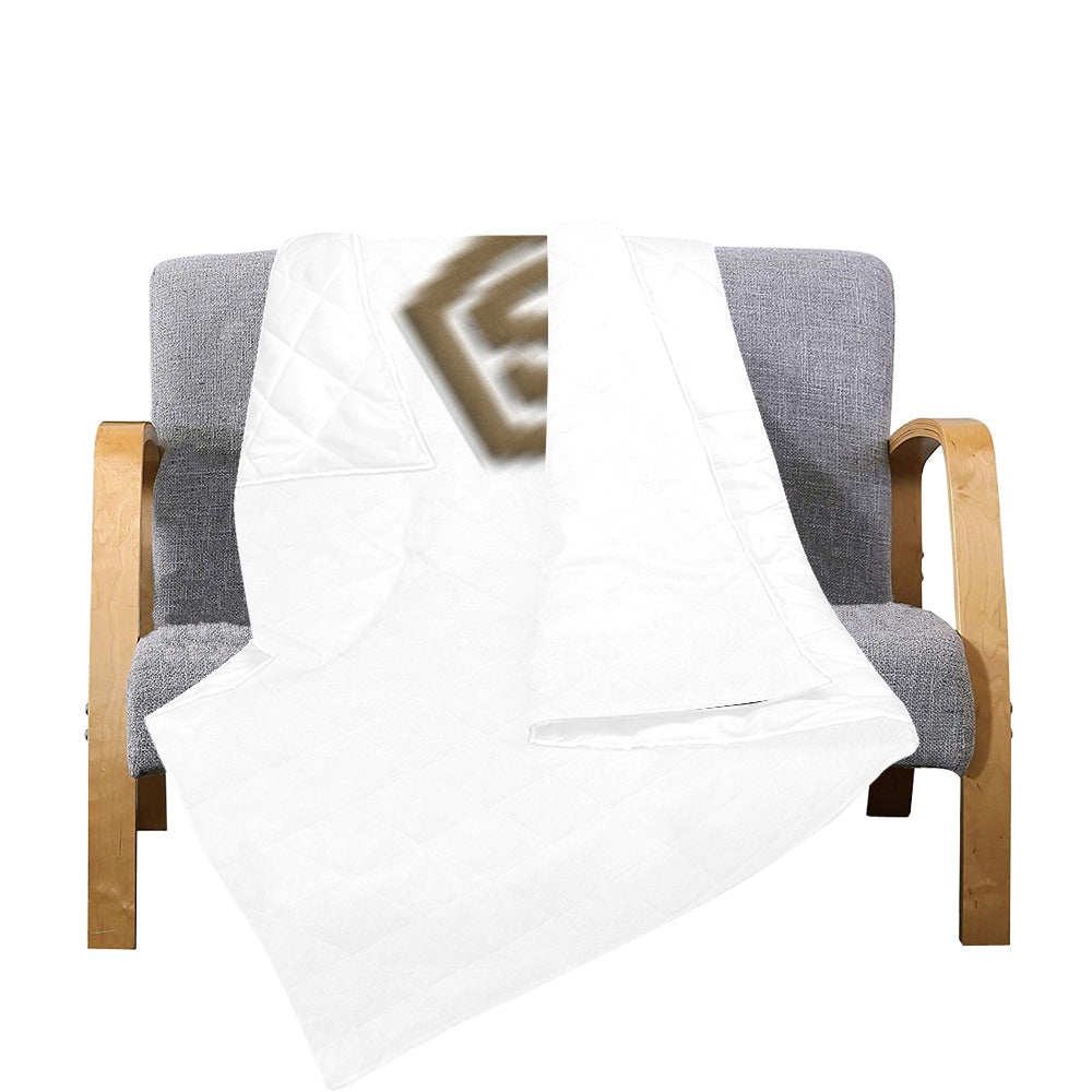 White Custom Quilt with Brown Logo Custom Quilt  70" x 80"