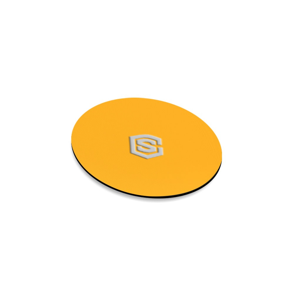 Orange Round Coaster with Silver Logo Round Coaster
