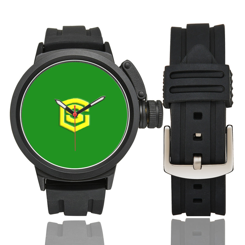 GREEN MEN SPORT WATCH WITH YELLOW LOGO Men's Sport Watch (Model 309)