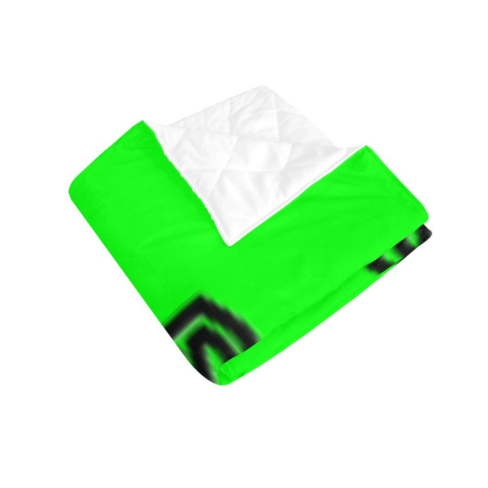 Green Quilt with Black Logo Custom Quilt  70" x 80"