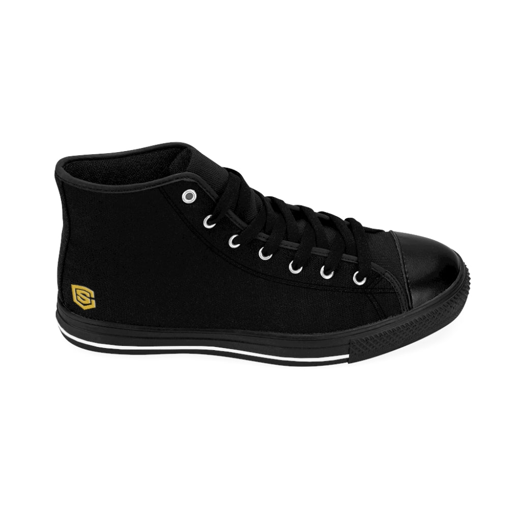 Black Women's High-top Sneakers Gold logo