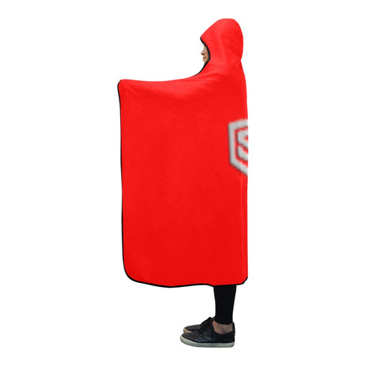 Red Hooded Blanket 80"x56" with Silver Logo Hooded Blanket 80"x56"