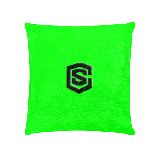 Green Custom Sequin Pillow with Black Logo Custom Sequin Pillow Case 18"x18"
