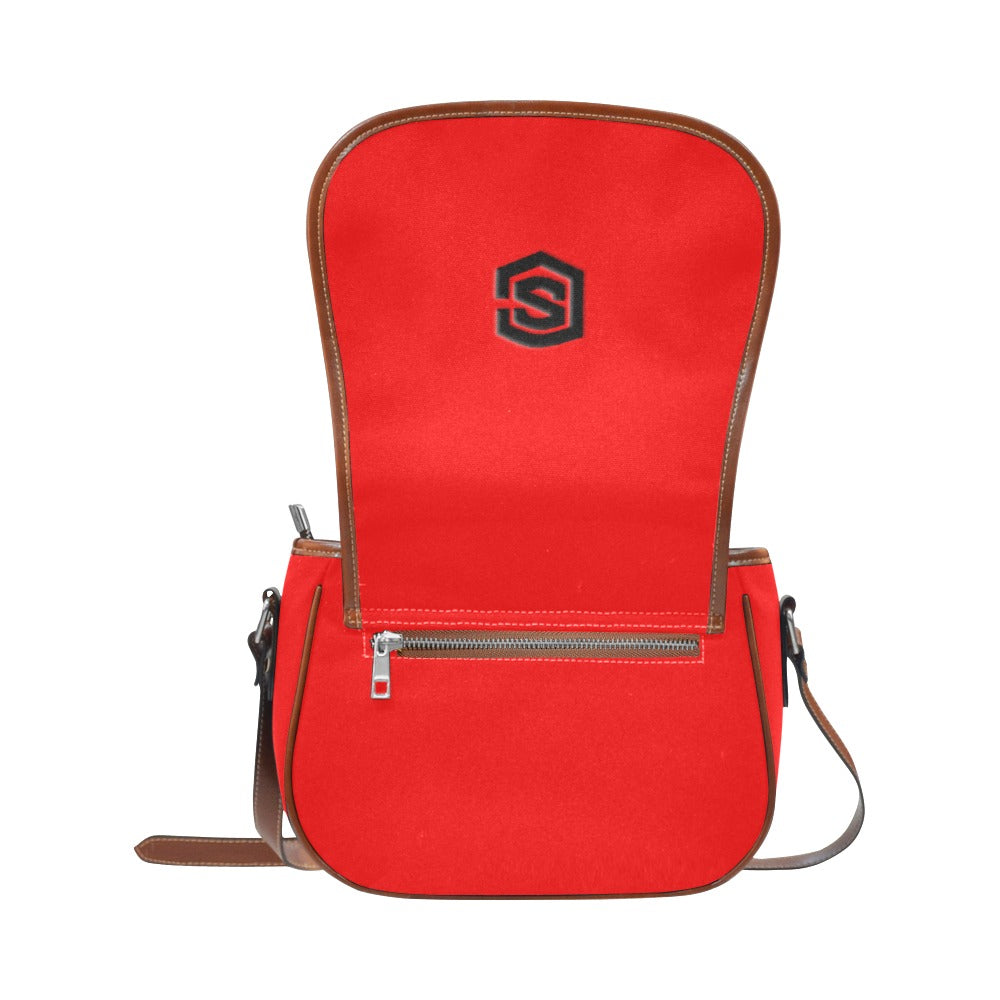 RED Saddle Bag WITH BLACK LOGO Saddle Bag (Model 1649) (Small)