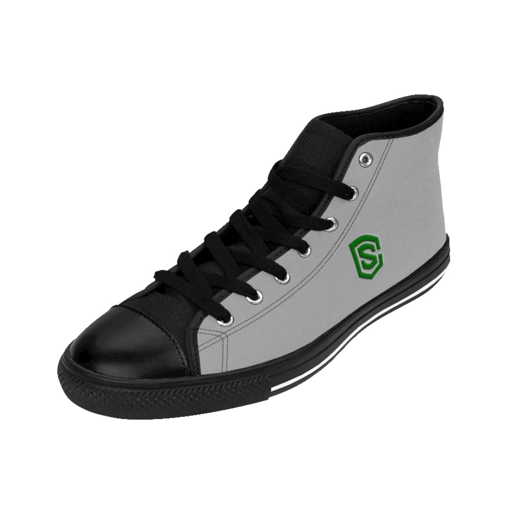 grey Men's High-top Sneakers - green logo