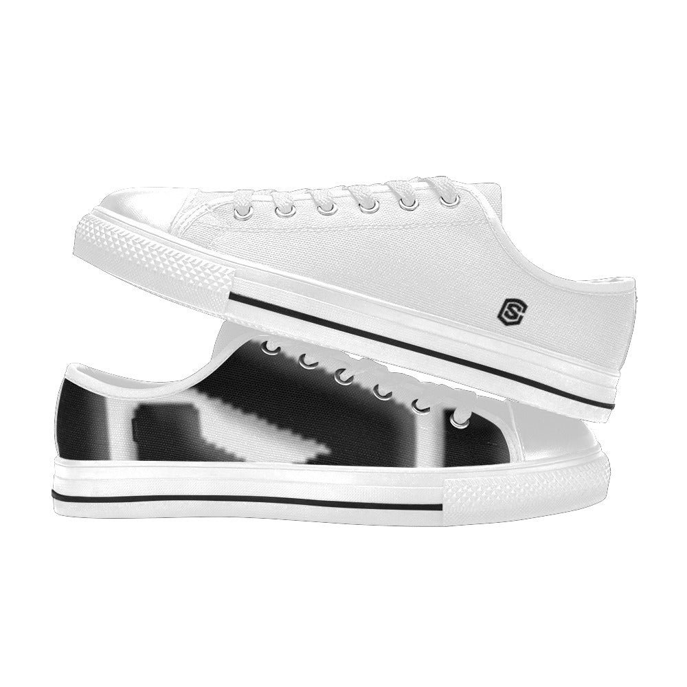 Black Logo Men's Classic Canvas Shoes (Model 018)