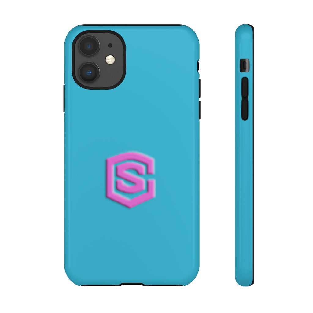 Blue Tough Cases Pink Logo