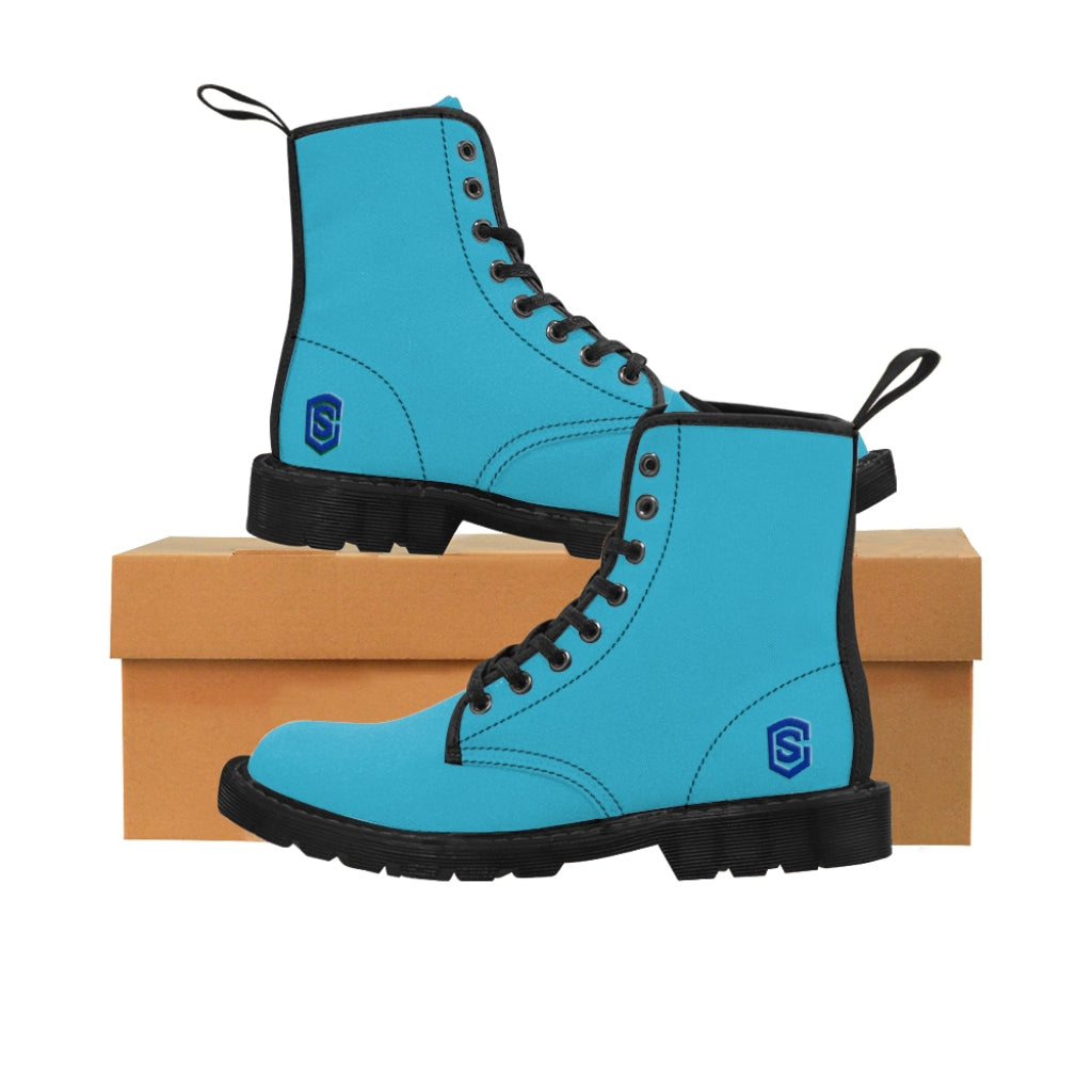 Blue Men's Canvas Boots Blue Logo