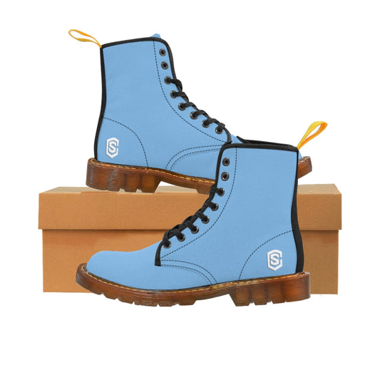 Blue Men's Canvas Boots White Logo