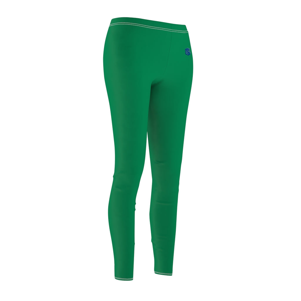 Green Women's Cut & Sew Casual Leggings Blue logo