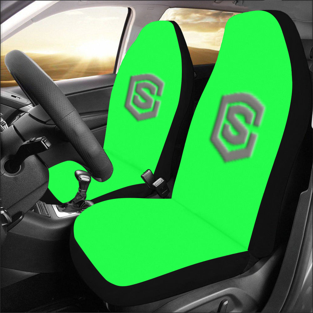 Green Car Seat Covers Grey Logo Car Seat Covers (Set of 2)