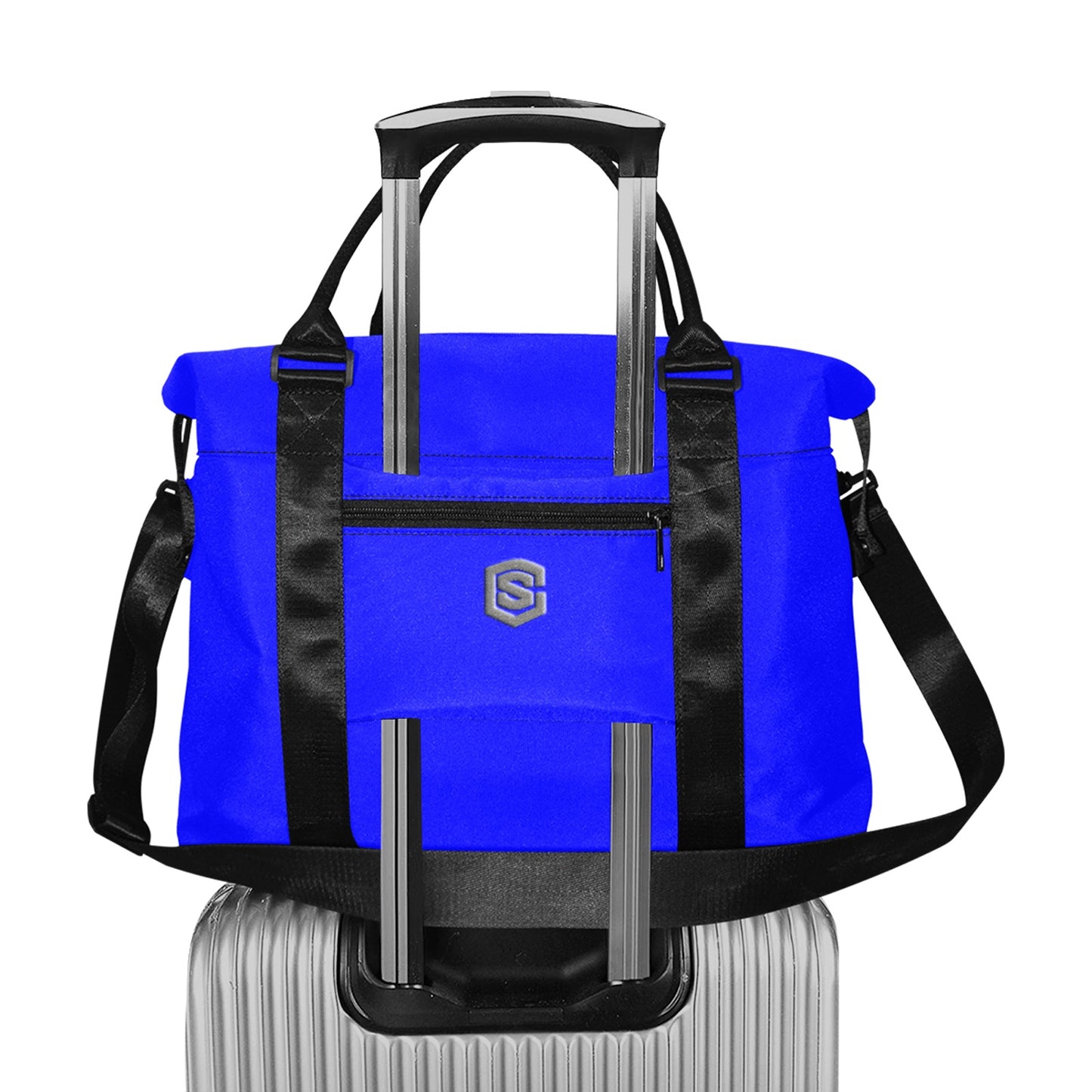 Blue Large Capacity Duffle Bag With Grey Logo Large Capacity Duffle Bag(Model1715)