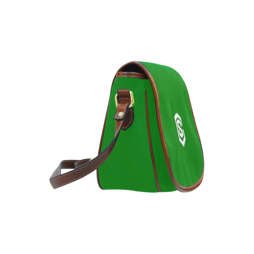 GREEN Saddle Bag WITH WHITE LOGO Saddle Bag (Model 1649) (Small)