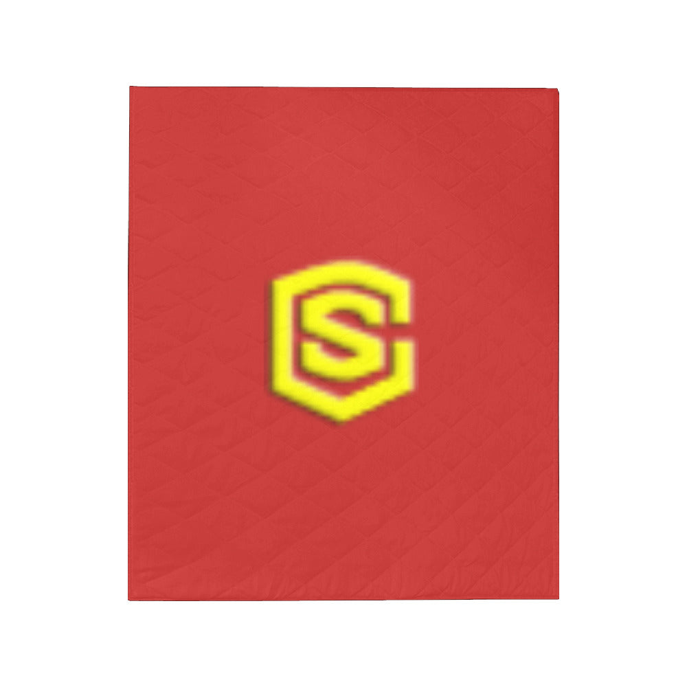 Red Custom Quilt Yellow Logo Custom Quilt 50" x 60"